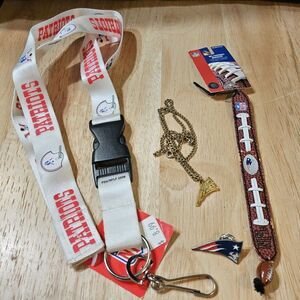 New England Patriots Gear Official Licensed NFL Pin, Necklace, Lanyard, More
